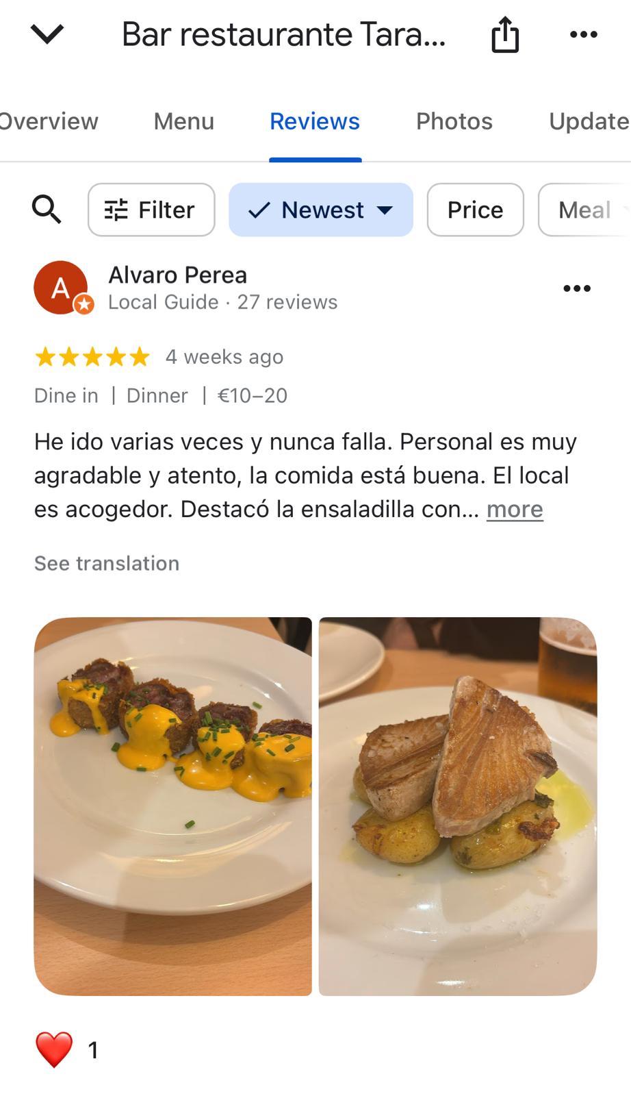 Guest review image 4 from Tarantelo restaurant, restaurant ambiance